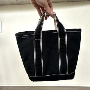 LANDS' END Black Canvas Mini Small Boat Tote Bag with Short handles